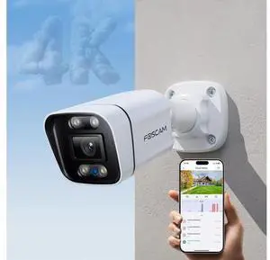 FOSCAM 4K 8MP IP PoE Security Cameras Wireless Outdoor, V8EP Surveillance Camera for Home Security, 120° FoV, 20x Zoom, AI Detect Human/Vehicle, 66FT Color Night Vision,Siren Alert,2-Way Audio,IP66 FOSCAM 4K 8MP IP PoE Security Cameras Wireless Outdoor, V8EP Surveillance Camera for Home Security, 120° FoV, 20x Zoom, AI Detect Human/Vehicle, 66FT Color Night Vision,Siren Alert,2-Way Audio,IP66