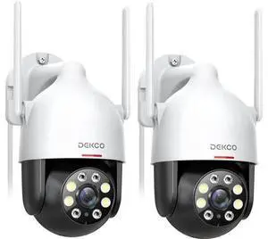 DEKCO 2K Security Camera Outdoor 2Packs, WiFi Outdoor Security Cameras Pan-Tilt 360° View, 3MP Surveillance Cameras with Motion Detection and Siren, 2-Way Audio, Full Color Night Vision, Waterproof DEKCO 2K Security Camera Outdoor 2Packs, WiFi Outdoor Security Cameras Pan-Tilt 360° View, 3MP Surveillance Cameras with Motion Detection and Siren, 2-Way Audio, Full Color Night Vision, Waterproof