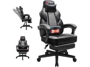 Office Chairs for Adults, Computer Chair with Footrest and High Back, Big and Tall Office Chair's with Massage Lumbar Support, 360° Swivel Height Adjustable Office Chair, Grey Office Chairs for Adults, Computer Chair with Footrest and High Back, Big and Tall Office Chair's with Massage Lumbar Support, 360° Swivel Height Adjustable Office Chair, Grey