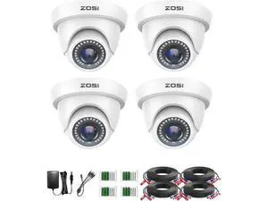 ZOSI 4Pack 2MP 1080P HD Security Cameras, 80ft Night Vision, IP66 Weatherproof, Indoor Outdoor Home CCTV Dome Camera for 1080P/5MP/4K HD-TVI Analog DVR Surveillance System ZOSI 4Pack 2MP 1080P HD Security Cameras, 80ft Night Vision, IP66 Weatherproof, Indoor Outdoor Home CCTV Dome Camera for 1080P/5MP/4K HD-TVI Analog DVR Surveillance System