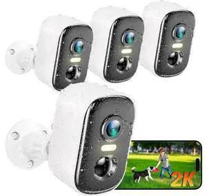 Outdoor Security Camera Wireless, 2K Battery Powered WiFi Cameras for Home Security with AI Motion Detection, Color Night Vision, Siren Alarm, 2-Way Talk, IP66 Waterproof, Cloud/SD Storage (4 Pack) Outdoor Security Camera Wireless, 2K Battery Powered WiFi Cameras for Home Security with AI Motion Detection, Color Night Vision, Siren Alarm, 2-Way Talk, IP66 Waterproof, Cloud/SD Storage (4 Pack)