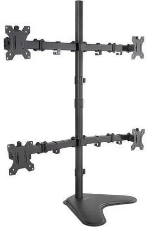 Mount-It! Quad Monitor Stand | Height Adjustable Free Standing 4 Screen Mount | Fits Monitors up to 32 Inches | Black, Steel | MI-2784 Mount-It! Quad Monitor Stand | Height Adjustable Free Standing 4 Screen Mount | Fits Monitors up to 32 Inches | Black, Steel | MI-2784
