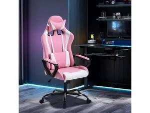 Pink Ergonomic Chair, Ergonomic High Back Video Ergonomic Chair Racing Style with Lumbar Support, Headrest & Arms Ergonomic Chair for Adult Kids Heavy Duty Swivel Computer Chair for Office Pink Ergonomic Chair, Ergonomic High Back Video Ergonomic Chair Racing Style with Lumbar Support, Headrest & Arms Ergonomic Chair for Adult Kids Heavy Duty Swivel Computer Chair for Office
