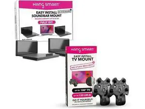 HangSmart TV & SoundBar Mount Bundle No Stud Easy Install, Universal Wall Mounts for Up to 150LBS & SoundBars Up to 50LBS Fits Most TVs & SoundBars with Hardware Included HangSmart TV & SoundBar Mount Bundle No Stud Easy Install, Universal Wall Mounts for Up to 150LBS & SoundBars Up to 50LBS Fits Most TVs & SoundBars with Hardware Included