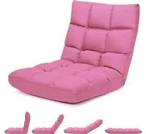 MAT EXPERT 14-Position Floor Chair, Floor Office Chair w/Resilience Sponge, Alloy Steel Frame, Padded Bed Couch Recliner, Floor Chair with Back Support for Reading, Meditating (Pink) MAT EXPERT 14-Position Floor Chair, Floor Office Chair w/Resilience Sponge, Alloy Steel Frame, Padded Bed Couch Recliner, Floor Chair with Back Support for Reading, Meditating (Pink)
