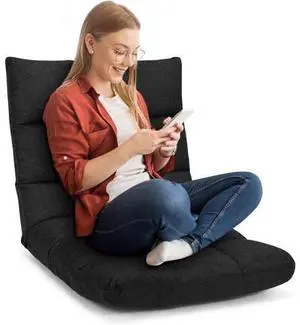 COSTWAY Floor Chair, Folding Office Chair with Back Support, 14 Adjustable Positions, Alloy Steel Frame, Lazy Sofa Lounge for Playing Reading Meditating Room Recliner for Adults, Kids (Black) COSTWAY Floor Chair, Folding Office Chair with Back Support, 14 Adjustable Positions, Alloy Steel Frame, Lazy Sofa Lounge for Playing Reading Meditating Room Recliner for Adults, Kids (Black)