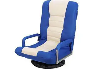 SUPER DEAL Floor Office Chair with Arms, Floor Lazy Lounger Chair with Adjustable 5 Positions 360 Degree Swivel for Adults Teens Reading, Relaxing, Watching TV, Blue and Beige SUPER DEAL Floor Office Chair with Arms, Floor Lazy Lounger Chair with Adjustable 5 Positions 360 Degree Swivel for Adults Teens Reading, Relaxing, Watching TV, Blue and Beige