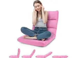 ERGOMASTER Pink Memory Foam Office Chair, 14-Position Adjustable Floor Chair for Relaxing, Reading, Video Games, Lightweight Foldable Design, 264 lbs Capacity ERGOMASTER Pink Memory Foam Office Chair, 14-Position Adjustable Floor Chair for Relaxing, Reading, Video Games, Lightweight Foldable Design, 264 lbs Capacity