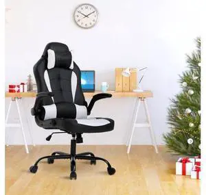 PC Ergonomic Chair Office Computer Ergonomic Chair PU Leather Adjustable with Flip Up Arms Lumbar Support Headrest E-Sport Racing Desk Swivel Chairs High Back(White) PC Ergonomic Chair Office Computer Ergonomic Chair PU Leather Adjustable with Flip Up Arms Lumbar Support Headrest E-Sport Racing Desk Swivel Chairs High Back(White)
