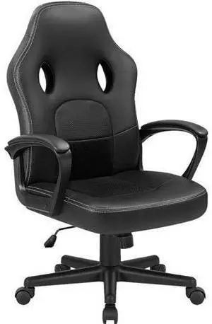 GUNJI Computer Chair PU Leather High Back Office Modern Racing Style Ergonomic Chair Adjustable Executive Ergonomic Desk with Padded Armrests and Lumbar Support (Black) GUNJI Computer Chair PU Leather High Back Office Modern Racing Style Ergonomic Chair Adjustable Executive Ergonomic Desk with Padded Armrests and Lumbar Support (Black)