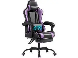 Shahoo Office Chair with Footrest and Massage Lumbar Support, Computer Chairs, Video Racing Seat Height Adjustable with 360°Swivel and Headrest for Office or Bedroom, Purple Shahoo Office Chair with Footrest and Massage Lumbar Support, Computer Chairs, Video Racing Seat Height Adjustable with 360°Swivel and Headrest for Office or Bedroom, Purple