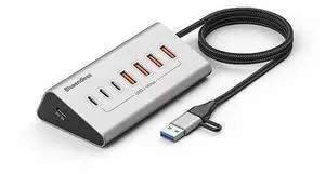 Aluminium 10Gbps USB-A 10Gbps USB-C Hub 10-Ports Data Sync USB3.2 USB 3.2 Type C Hub Splitter 12V/3A Power Adapter 7 PORTS Aluminium 10Gbps USB-A 10Gbps USB-C Hub 10-Ports Data Sync USB3.2 USB 3.2 Type C Hub Splitter 12V/3A Power Adapter 7 PORTS
