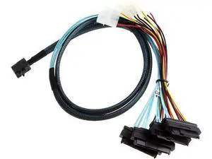 CableCreation Internal Mini SAS SFF-8643 to (4) 29pin SFF-8482 connectors with SATA Power, 1M / 3.3FT CableCreation Internal Mini SAS SFF-8643 to (4) 29pin SFF-8482 connectors with SATA Power, 1M / 3.3FT