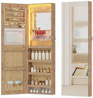 Vlsrka LED Mirror Jewelry Cabinet, Over Door/Wall Mounted Jewelry Organizer | 3-color LED Interior Mirror, Lockable, 42.5" Full Length Mirror, Hanging Jewelry Armoire Storage for Women, Wood Vlsrka LED Mirror Jewelry Cabinet, Over Door/Wall Mounted Jewelry Organizer | 3-color LED Interior Mirror, Lockable, 42.5" Full Length Mirror, Hanging Jewelry Armoire Storage for Women, Wood