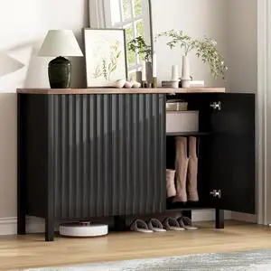 Vlsrka Shoe Storage Cabinet with Doors and Adjustable Shelves, Black | Suitable for 20 Pairs Shoe Organizer, Farmhouse Style, 4 Tier Shoe Rack, Wooden Entryway Cabinet for Hallway, Living Room Vlsrka Shoe Storage Cabinet with Doors and Adjustable Shelves, Black | Suitable for 20 Pairs Shoe Organizer, Farmhouse Style, 4 Tier Shoe Rack, Wooden Entryway Cabinet for Hallway, Living Room