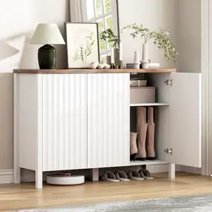 Vlsrka Shoe Storage Cabinet with Doors and Adjustable Shelves, White | Suitable for 20 Pairs Shoe Organizer, Farmhouse Style, 4 Tier Shoe Rack, Wooden Entryway Cabinet for Hallway, Living Room Vlsrka Shoe Storage Cabinet with Doors and Adjustable Shelves, White | Suitable for 20 Pairs Shoe Organizer, Farmhouse Style, 4 Tier Shoe Rack, Wooden Entryway Cabinet for Hallway, Living Room