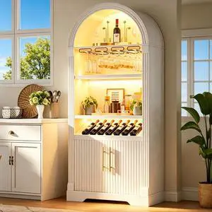 Vlsrka Kitchen Pantry Storage Cabinets with Adjustable Shelves, 71" Tall | LED Wine Bar Cabinet with Motion Sensor, 9 Bottle Racks, 12 Glass Holders, Liquor Storage for Kitchen, Dinning Living Room Vlsrka Kitchen Pantry Storage Cabinets with Adjustable Shelves, 71" Tall | LED Wine Bar Cabinet with Motion Sensor, 9 Bottle Racks, 12 Glass Holders, Liquor Storage for Kitchen, Dinning Living Room