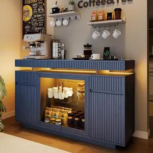 VIisrka 47.2" Sideboard Buffet Cabinet with Storage and Drawers, Lighting | Kitchen Pantry Cabinet with Charging Station, Motion Sensor, Coffee Bar with Adjustable Shelves, Credenza for Living Room VIisrka 47.2" Sideboard Buffet Cabinet with Storage and Drawers, Lighting | Kitchen Pantry Cabinet with Charging Station, Motion Sensor, Coffee Bar with Adjustable Shelves, Credenza for Living Room