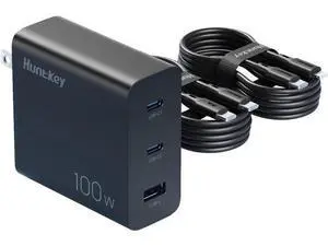 Huntkey 100W USB C Charger with 2-Pack USB C Cable, 3-Port GaN PD Fast Power Adapter USB C Wall Charger Block for MacBook Pro/Air, Dell XPS, iPad, iPhone 14/14 Pro /13/13 Pro, Galaxy S23/S22/S21 Huntkey 100W USB C Charger with 2-Pack USB C Cable, 3-Port GaN PD Fast Power Adapter USB C Wall Charger Block for MacBook Pro/Air, Dell XPS, iPad, iPhone 14/14 Pro /13/13 Pro, Galaxy S23/S22/S21