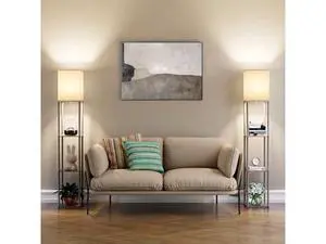 Floor Lamp with Shelves for Living Room 2 Pack Oak Gray, Shelf Floor Lamp with 3 CCT LED Bulb, Corner Display Standing Column Lamp Etagere Organizer Tower Nightstand with White Linen Shade for Bedroom Floor Lamp with Shelves for Living Room 2 Pack Oak Gray, Shelf Floor Lamp with 3 CCT LED Bulb, Corner Display Standing Column Lamp Etagere Organizer Tower Nightstand with White Linen Shade for Bedroom