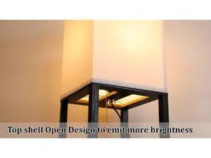 Floor Lamp with Shelves for Living Room, Shelf Floor Lamp with 3 CCT LED Bulb, Corner Display Standing Column Lamp Etagere Organizer Tower Nightstand with White Linen Shade for Bedroom, Office Floor Lamp with Shelves for Living Room, Shelf Floor Lamp with 3 CCT LED Bulb, Corner Display Standing Column Lamp Etagere Organizer Tower Nightstand with White Linen Shade for Bedroom, Office