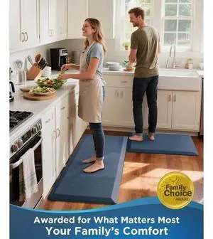 Kitchen Mats for Floor, 3/4 Inch Thick Kitchen Rugs, 20'' x 60'' Anti Fatigue Standing Cushioned Mat, Waterproof,Comfort Ergonomic Mat for Office, Home, Sink,Blue Non-Slip Bottom Kitchen Mats for Floor, 3/4 Inch Thick Kitchen Rugs, 20'' x 60'' Anti Fatigue Standing Cushioned Mat, Waterproof,Comfort Ergonomic Mat for Office, Home, Sink,Blue Non-Slip Bottom