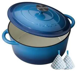 Enameled Cast Iron Dutch Oven - 7.5QT Dutch Oven Pot with Lid & Cotton Potholders - Heavy-Duty Non Stick Casserole Pot for Braising, Stews, Roasting, Baking, Suitable for All Stovetops, Navy Blue Enameled Cast Iron Dutch Oven - 7.5QT Dutch Oven Pot with Lid & Cotton Potholders - Heavy-Duty Non Stick Casserole Pot for Braising, Stews, Roasting, Baking, Suitable for All Stovetops, Navy Blue