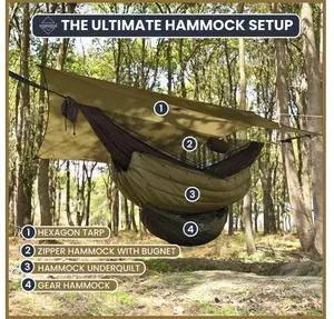 Onewind 11ft Camping Hammock with Mosquito Net and Adjustable Ridgeline, Lightweight Portable Double Onewind 11ft Camping Hammock with Mosquito Net and Adjustable Ridgeline, Lightweight Portable Double
