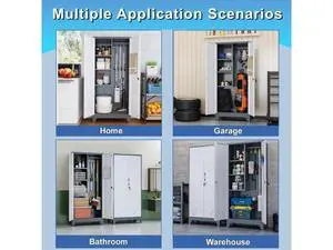 Metal Garage Storage Cabinets with Lock- 61" Tall Broom Closet Storage Cabinet & Pantry Organizer fo Metal Garage Storage Cabinets with Lock- 61" Tall Broom Closet Storage Cabinet & Pantry Organizer fo