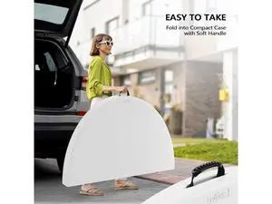 White 48" Round Bi-Folding Commercial Table, 4 Feet Portable Plastic Dining Card Table for Kitchen or Outdoor Party Wedding Event, 1-Pack White 48" Round Bi-Folding Commercial Table, 4 Feet Portable Plastic Dining Card Table for Kitchen or Outdoor Party Wedding Event, 1-Pack