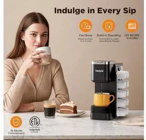 Tastyle Hot & Iced Coffee Maker with Magnetic K-Pod Organizer (Pods Not Included), Stores 10 Pods, 4-5 Cups Coffee Maker & Single-serve Brewer for K Cup & Grounds, 40oz Removable Water Tank, Black Tastyle Hot & Iced Coffee Maker with Magnetic K-Pod Organizer (Pods Not Included), Stores 10 Pods, 4-5 Cups Coffee Maker & Single-serve Brewer for K Cup & Grounds, 40oz Removable Water Tank, Black