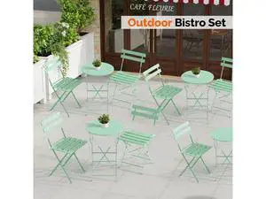 Outdoor Folding Bistro Table and Chairs Set of 2, 3-Piece Bistro Set with Premium Steel Frame for Patio, Balcony, Garden, Porch, Yard, Green Outdoor Folding Bistro Table and Chairs Set of 2, 3-Piece Bistro Set with Premium Steel Frame for Patio, Balcony, Garden, Porch, Yard, Green