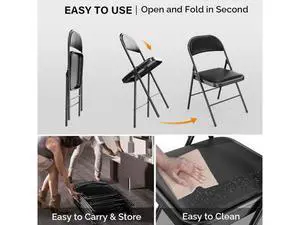 4 Pack Folding Chairs with Padded Seats, Metal Frame with Pu Leather Seat & Back, Capacity 350 lbs, Set of 4, Black 4 Pack Folding Chairs with Padded Seats, Metal Frame with Pu Leather Seat & Back, Capacity 350 lbs, Set of 4, Black