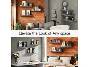 Floating Shelves for Wall, Set of 3, 22.5 Inches Wall Mounted Rustic Wood Shelves for Bathroom, Bedroom, Living Room or Kitchen Decor, Storage for Books, Lego, Plants, Gray Floating Shelves for Wall, Set of 3, 22.5 Inches Wall Mounted Rustic Wood Shelves for Bathroom, Bedroom, Living Room or Kitchen Decor, Storage for Books, Lego, Plants, Gray
