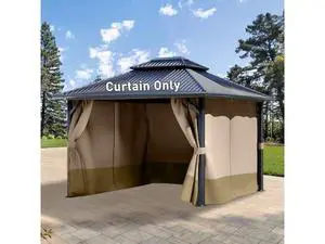 Aoodor 10x10 ft Outdoor Gazebo Curtains, 4 Panels Waterproof Privacy Sidewall Replacement with Zipper for Patio Pergola and Canopy, Sand Yellow and Khaki Aoodor 10x10 ft Outdoor Gazebo Curtains, 4 Panels Waterproof Privacy Sidewall Replacement with Zipper for Patio Pergola and Canopy, Sand Yellow and Khaki