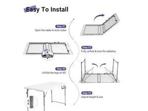 Byliable Folding Table 4 Foot, Heavy Duty Portable Plastic Fold-in-Half Utility 4ft Folding Table with Carrying Handle for Indoor Outdoor, Camping Picnic Party, White Byliable Folding Table 4 Foot, Heavy Duty Portable Plastic Fold-in-Half Utility 4ft Folding Table with Carrying Handle for Indoor Outdoor, Camping Picnic Party, White