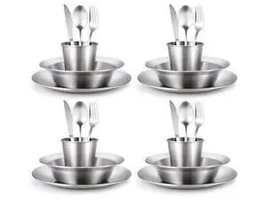Camping Mess Kit, Cooking Tableware Utensils Set with Plates, Bowls, Forks, Spoons, Knives, and Savings Bag (6 Person) Camping Mess Kit, Cooking Tableware Utensils Set with Plates, Bowls, Forks, Spoons, Knives, and Savings Bag (6 Person)