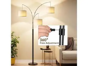 Floor Lamp with RGBW Light, 3-Light Arc Floor Lamps for Living Room, Modern Tall Standing Lamp with Adjustable Heads, Mid Century Corner Lamp with Remote for Bedroom, Office & Corner, Bulbs Included Floor Lamp with RGBW Light, 3-Light Arc Floor Lamps for Living Room, Modern Tall Standing Lamp with Adjustable Heads, Mid Century Corner Lamp with Remote for Bedroom, Office & Corner, Bulbs Included