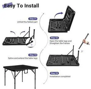 Byliable 34" Folding Square Card Table, Portable Heavy Duty HDPE Fold-in-Half Folding Table with Carrying Handle for Indoor/Outdoor Use Ideal for Picnic, Camping, Parties, Black Byliable 34" Folding Square Card Table, Portable Heavy Duty HDPE Fold-in-Half Folding Table with Carrying Handle for Indoor/Outdoor Use Ideal for Picnic, Camping, Parties, Black