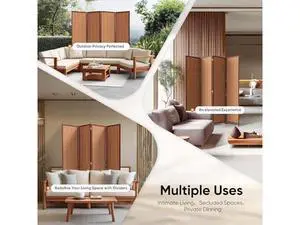 JOSTYLE 4 Panel Folding Privacy Screens 6ft Bamboo Freestanding Room Dividers, 70.9" H x 79" W JOSTYLE 4 Panel Folding Privacy Screens 6ft Bamboo Freestanding Room Dividers, 70.9" H x 79" W