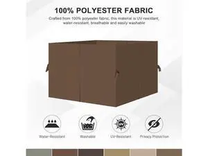 Aoodor 10x10 ft Outdoor Gazebo Curtains, 4 Panels Waterproof Privacy Sidewall Replacement with Zipper for Patio Pergola and Canopy, Brown Aoodor 10x10 ft Outdoor Gazebo Curtains, 4 Panels Waterproof Privacy Sidewall Replacement with Zipper for Patio Pergola and Canopy, Brown