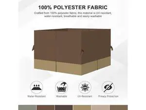 Aoodor 10x12 ft Outdoor Gazebo Curtains, 4 Panels Waterproof Privacy Sidewall Replacement with Zipper for Patio Pergola and Canopy, Brown and Khaki Aoodor 10x12 ft Outdoor Gazebo Curtains, 4 Panels Waterproof Privacy Sidewall Replacement with Zipper for Patio Pergola and Canopy, Brown and Khaki