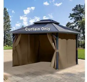 Aoodor 10x10 ft Outdoor Gazebo Curtains, 4 Panels Waterproof Privacy Sidewall Replacement with Zipper for Patio Pergola and Canopy, Light Coffee Aoodor 10x10 ft Outdoor Gazebo Curtains, 4 Panels Waterproof Privacy Sidewall Replacement with Zipper for Patio Pergola and Canopy, Light Coffee