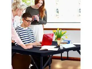 Byliable 34" Square Folding Card Table, Fold-in-Half Utility Dining Portable Table Heavy Duty HDPE Plastic Foldable with Carrying Handle Indoor Outdoor for Picnic, Camping, Party, Black Byliable 34" Square Folding Card Table, Fold-in-Half Utility Dining Portable Table Heavy Duty HDPE Plastic Foldable with Carrying Handle Indoor Outdoor for Picnic, Camping, Party, Black