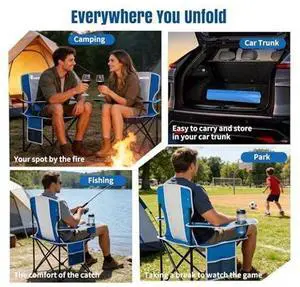 Oversized Camping Chair, High Back Camping Chairs 500 LBS Capacity, Portable Outdoor Lawn Chair Folding with Cup Holder for Picnic, Lawn, Beach, Fishing and Sports (Blue Grey) Oversized Camping Chair, High Back Camping Chairs 500 LBS Capacity, Portable Outdoor Lawn Chair Folding with Cup Holder for Picnic, Lawn, Beach, Fishing and Sports (Blue Grey)