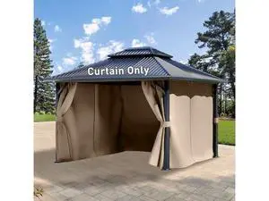 Aoodor 10x12 ft Outdoor Gazebo Curtains, 4 Panels Waterproof Privacy Sidewall Replacement with Zipper for Patio Pergola and Canopy, Sand Yellow Aoodor 10x12 ft Outdoor Gazebo Curtains, 4 Panels Waterproof Privacy Sidewall Replacement with Zipper for Patio Pergola and Canopy, Sand Yellow