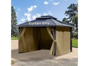 Aoodor 10x10 ft Outdoor Gazebo Curtains, 4 Panels Waterproof Privacy Sidewall Replacement with Zipper for Patio Pergola and Canopy, Khaki Aoodor 10x10 ft Outdoor Gazebo Curtains, 4 Panels Waterproof Privacy Sidewall Replacement with Zipper for Patio Pergola and Canopy, Khaki