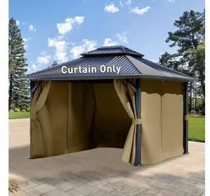 Aoodor 10x12 ft Outdoor Gazebo Curtains, 4 Panels Waterproof Privacy Sidewall Replacement with Zipper for Patio Pergola and Canopy, Khaki Aoodor 10x12 ft Outdoor Gazebo Curtains, 4 Panels Waterproof Privacy Sidewall Replacement with Zipper for Patio Pergola and Canopy, Khaki