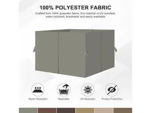 Aoodor 10x12 ft Outdoor Gazebo Curtains, 4 Panels Waterproof Privacy Sidewall Replacement with Zipper for Patio Pergola and Canopy, Gray Aoodor 10x12 ft Outdoor Gazebo Curtains, 4 Panels Waterproof Privacy Sidewall Replacement with Zipper for Patio Pergola and Canopy, Gray