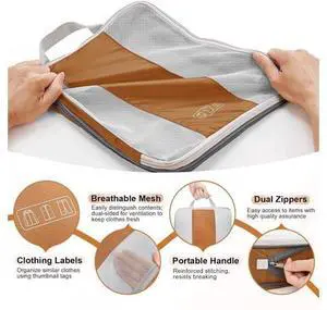 10 Set Compression Packing Cubes for Travel Essentials,Compressible Expandable Packing Cubes for Suitcase, Luggage Garment Bags for Travel,Handy Helper for Organizing Clothes(Brown) 10 Set Compression Packing Cubes for Travel Essentials,Compressible Expandable Packing Cubes for Suitcase, Luggage Garment Bags for Travel,Handy Helper for Organizing Clothes(Brown)